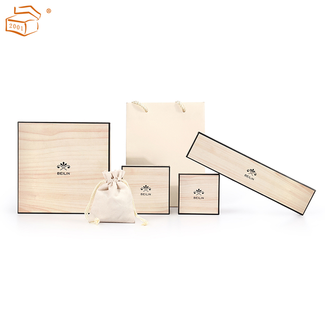 Wood Grain Lid And Base Jewelry Paper Box