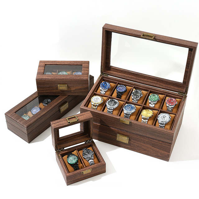 Wooden Watch Box with Glass Top