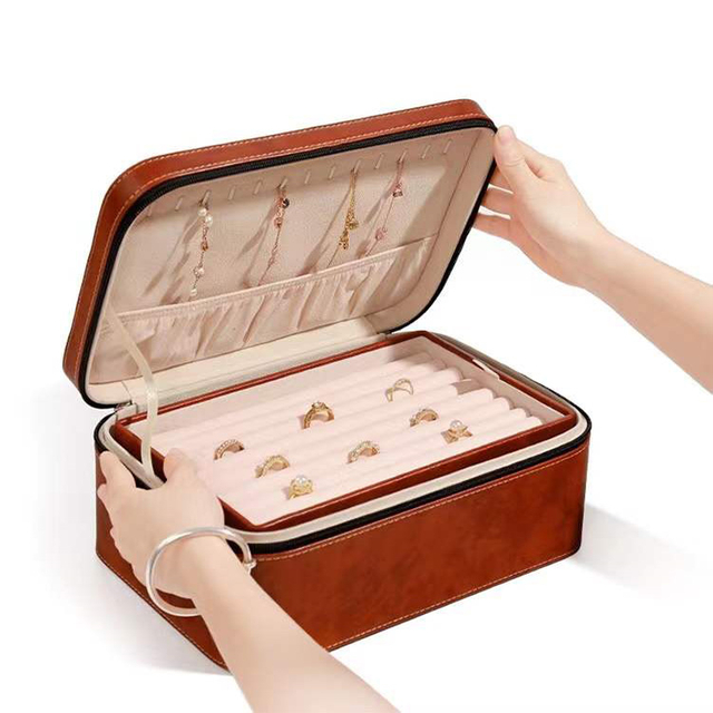 Portable Leather Jewelry Storage Box