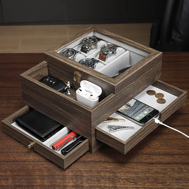 Wooden Men's Watch Storage Box