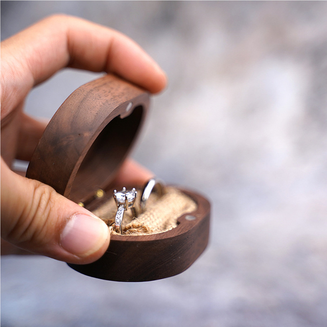 Wooden Double Ring Box