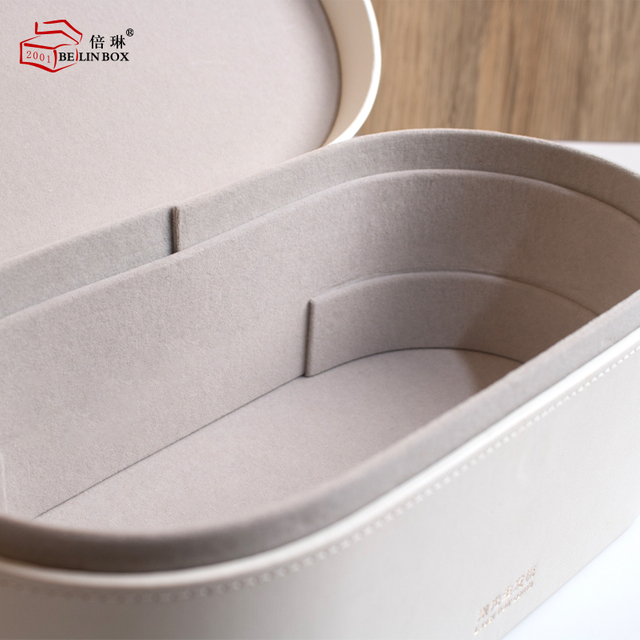 White Oval Leather Storage Box