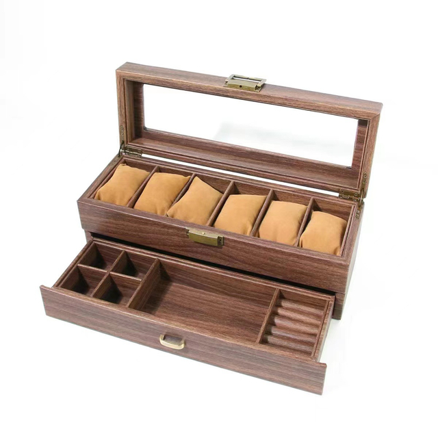 Wooden Watch Box with Glass Top