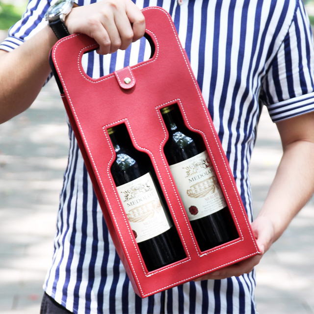 Leather Wine Tote Two Bottle