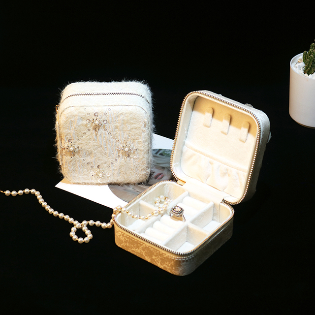 Fabric Jewelry Box with Initial